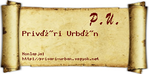 Privári Urbán névjegykártya